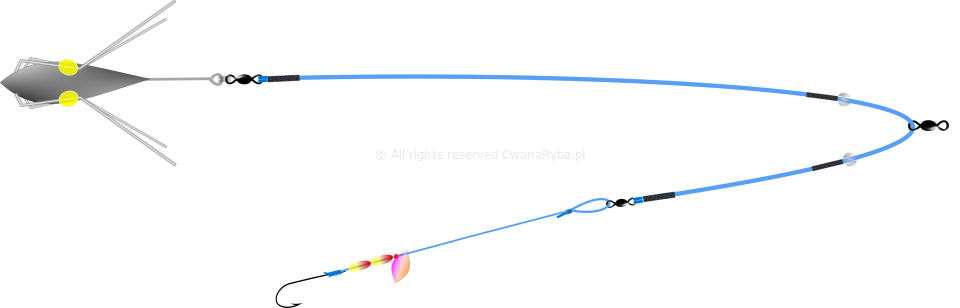 Schemat zestawu na flądry Platessa Mini Olympic Fluo B