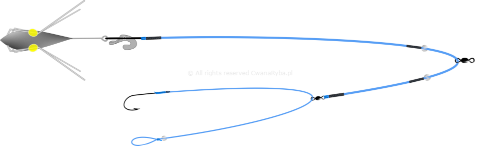 Schemat budowy zestawu do połowu fląder Platessa Clip Pancake B