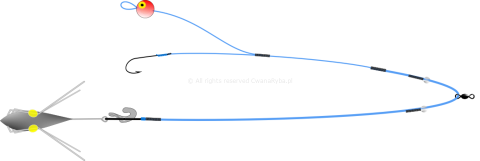Schemat zestawu do surfcastingu Platessa Clip Up D