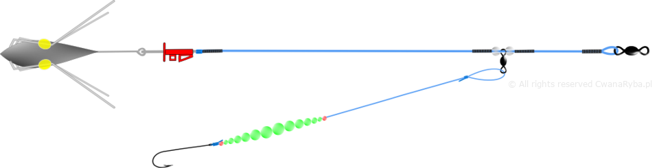 Schemat zestawu fluorescencyjnego na flądry Platessa Fluo Clip A