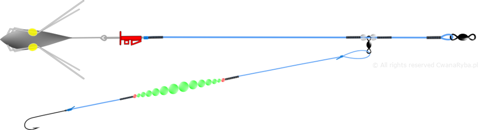 Schemat zestawu fluorescencyjnego na flądry Platessa Fluo Clip Arenic A