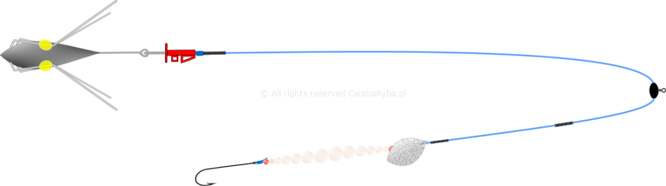 Schemat zestawu Luminescencyjnego z błystką na flądry Platessa Lumi Clip Olympic C